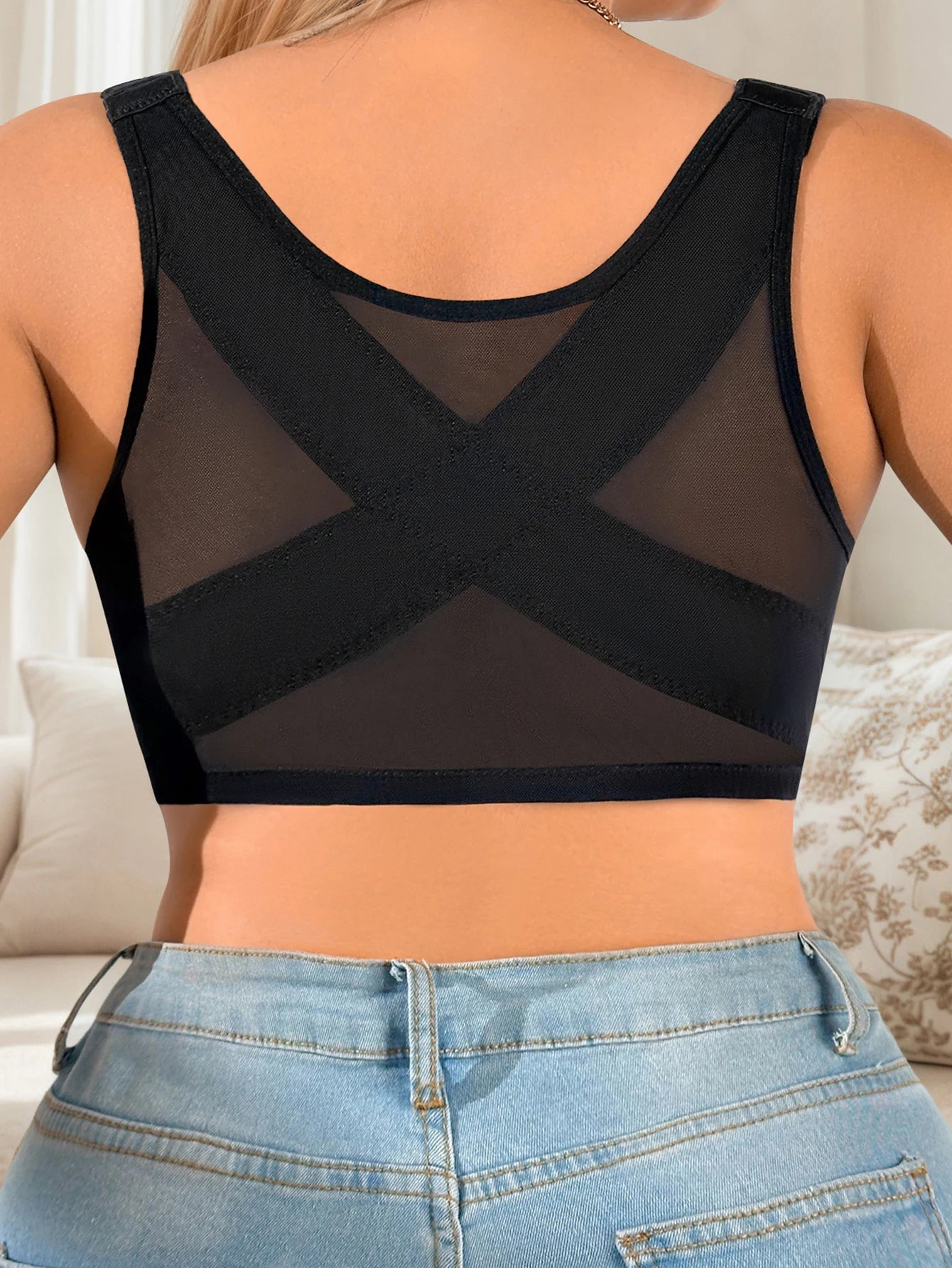 Large size full cup black underwear without steel ring comfortable and easy to put on and take off women underwear MR3441