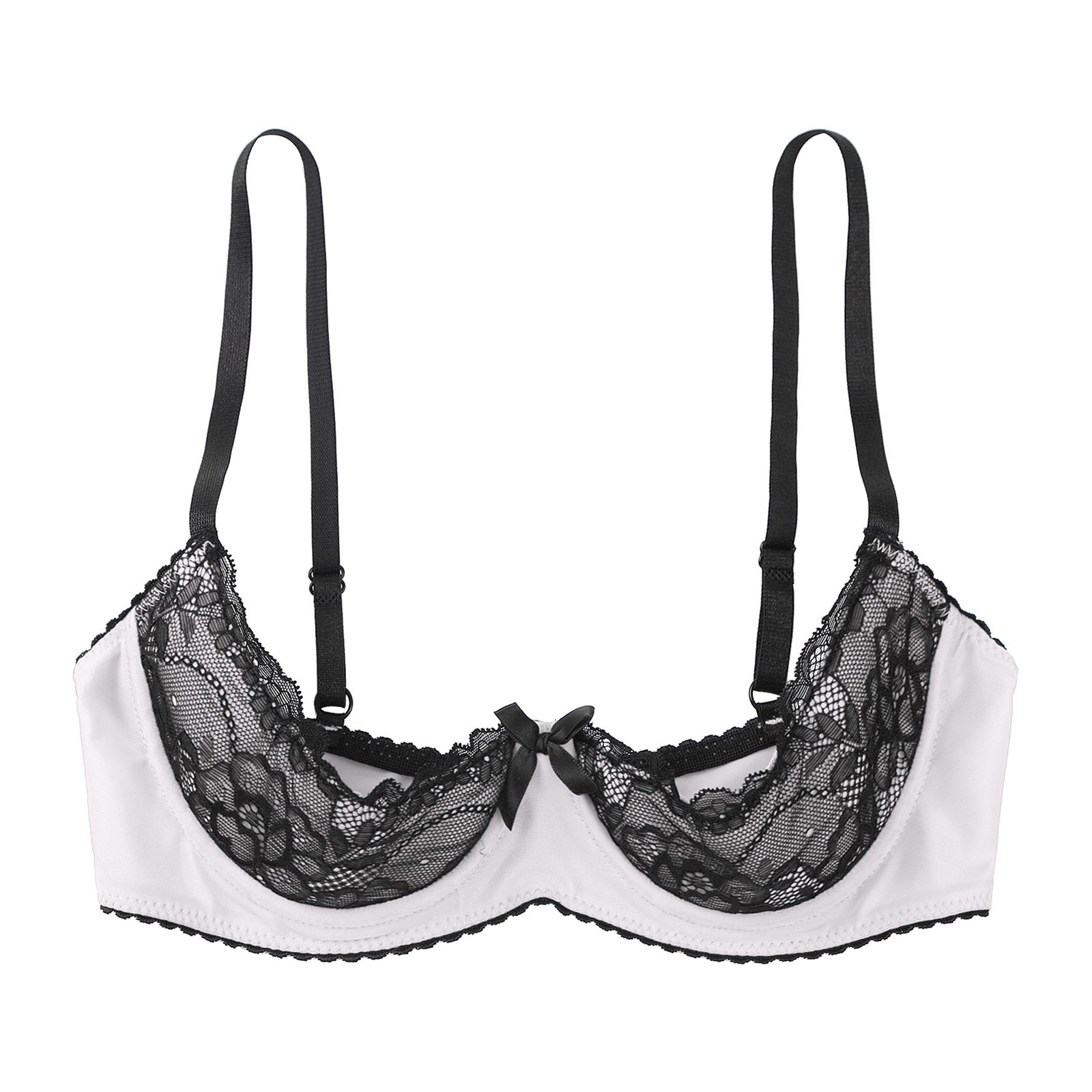 Women Sexy Open Cups Bra Tops Exposed Nipples Balconette Lingerie Contrast Lace Push Up Underwire Brassiere Underwear Nightwear