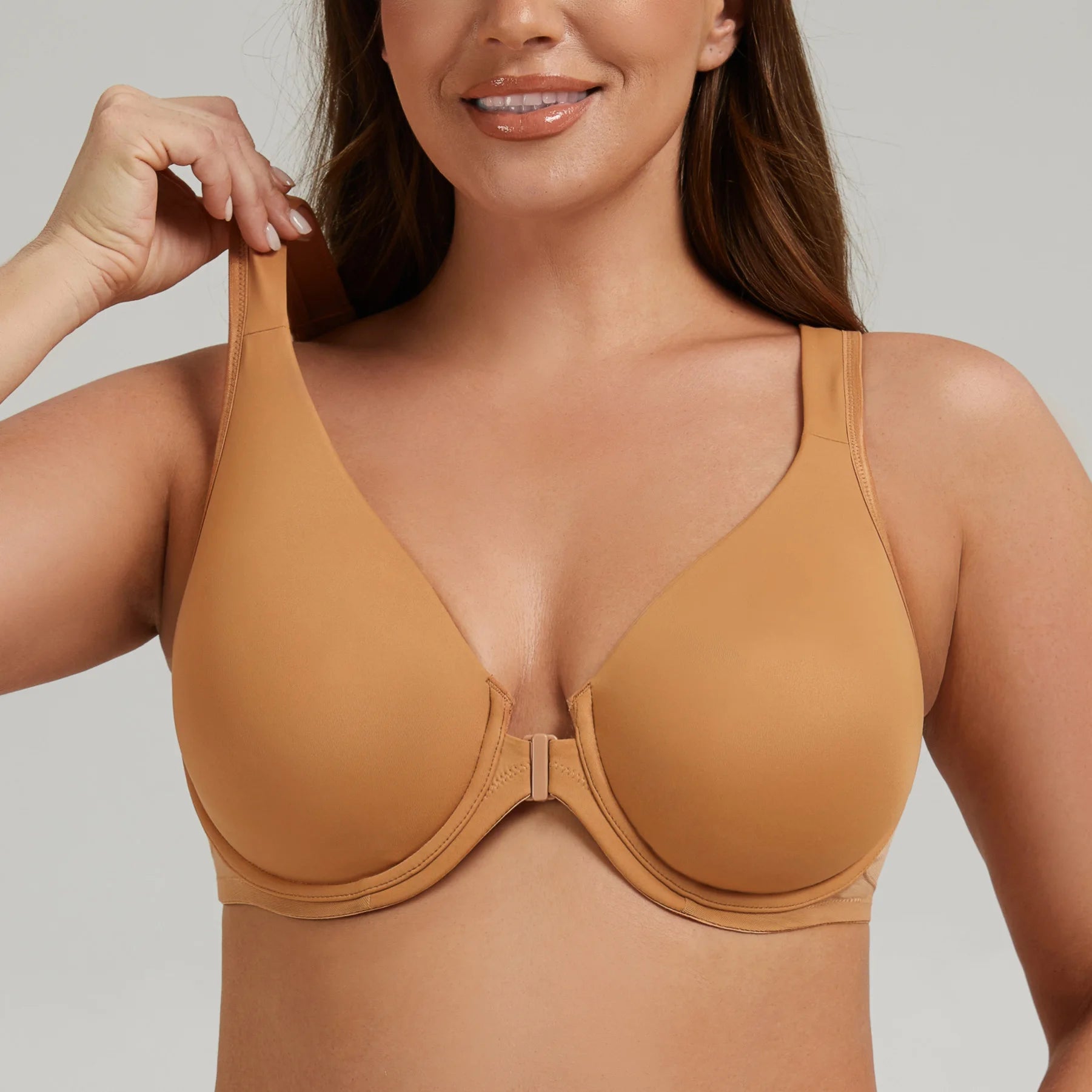 MELENECA Women's Plus Size Front Closure Bras Unlined Underwire Back Support Posture Bra