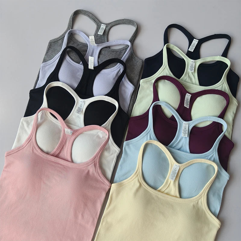 Sports Vest Anti-shock Quick-drying Running Underwear with Chest Pad Fitness Girl Stretch I-shaped Suspender Yoga Bras Clothing