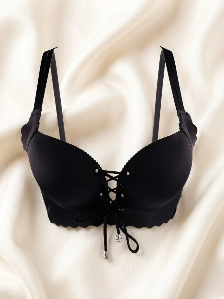 Padded Push-Up Bralette – Wire-Free Adjustable Drawstring Beautiful Back