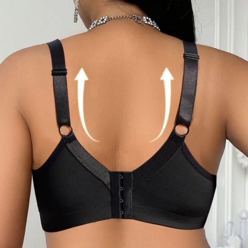 Plus Size Push-Up Plunge Bra – Lace Side Support for Big Bust