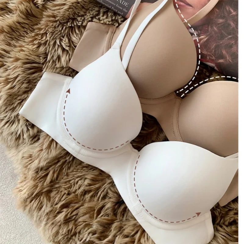 White bra on a brown fur surface