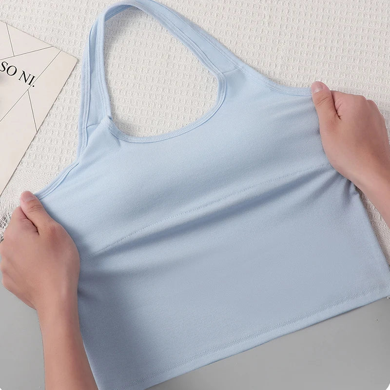 1pcs Kid Camisole Modal Girl Sexy Hanging Neck Tank Top Student Comfort Vest Children Soft Undershirt Sport Underwear With Pads