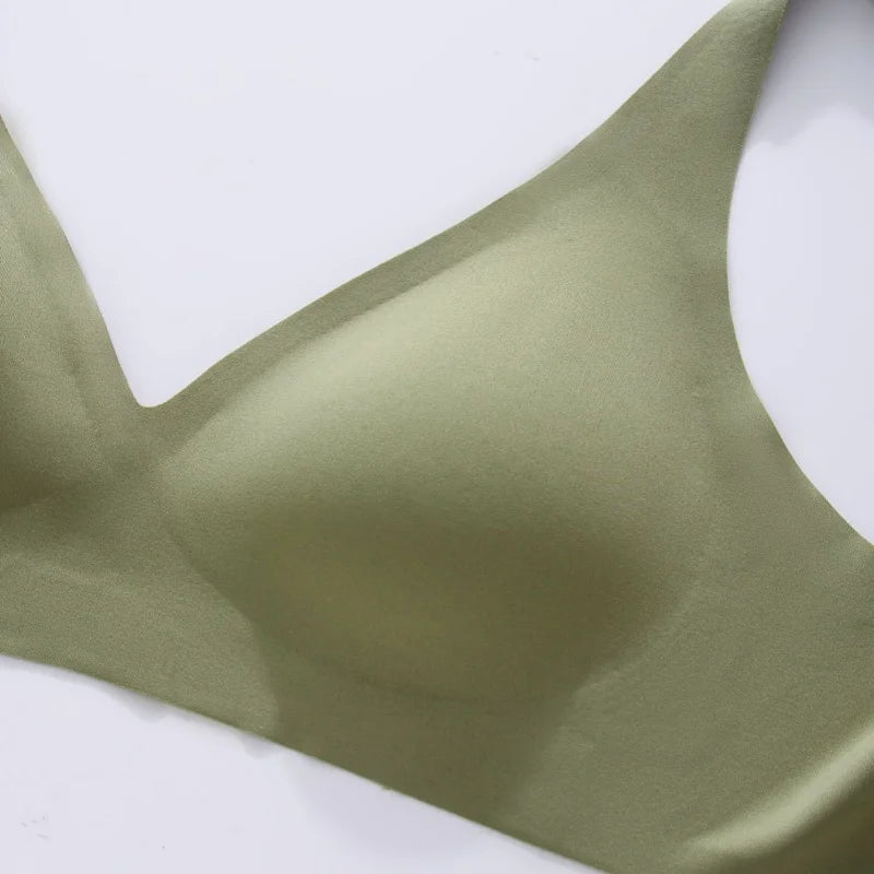 Green bralette on a white background