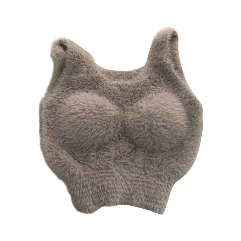 Plush Fleece Thermal Camisole – Built-In Bra Pad Warm Wool Tank Top