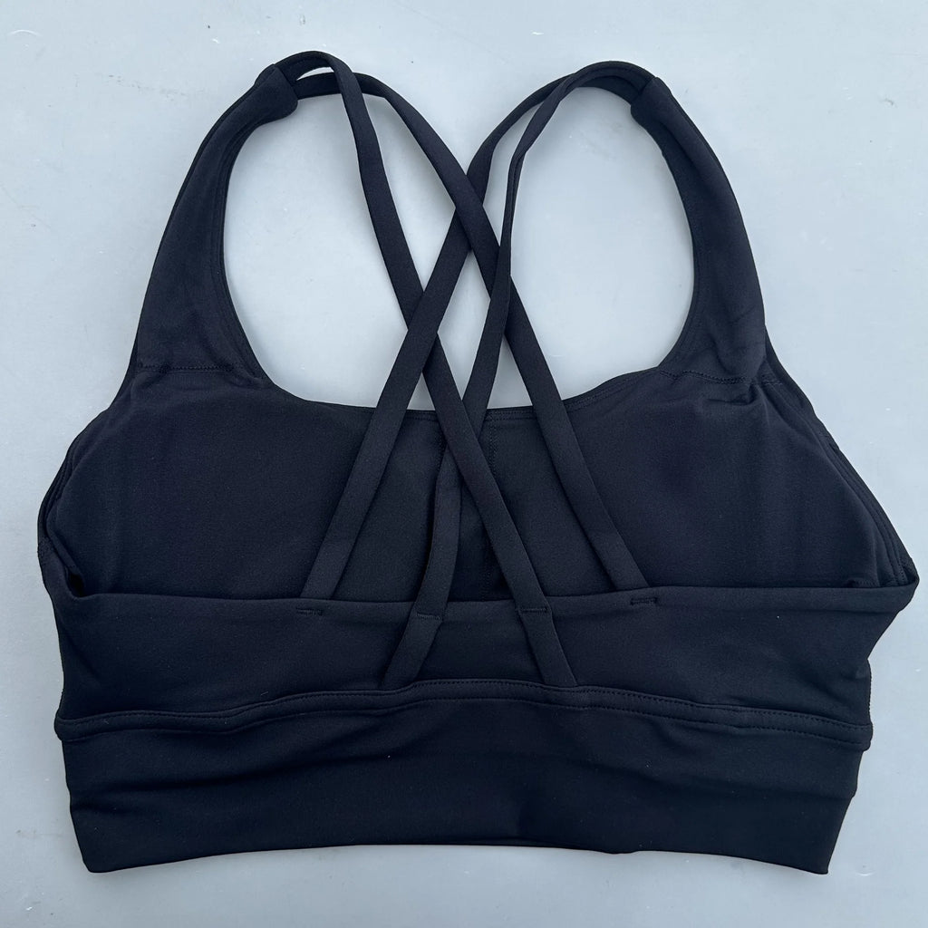 Cross Back Sports Bra Vest – High Support Shockproof Padded Gym Top