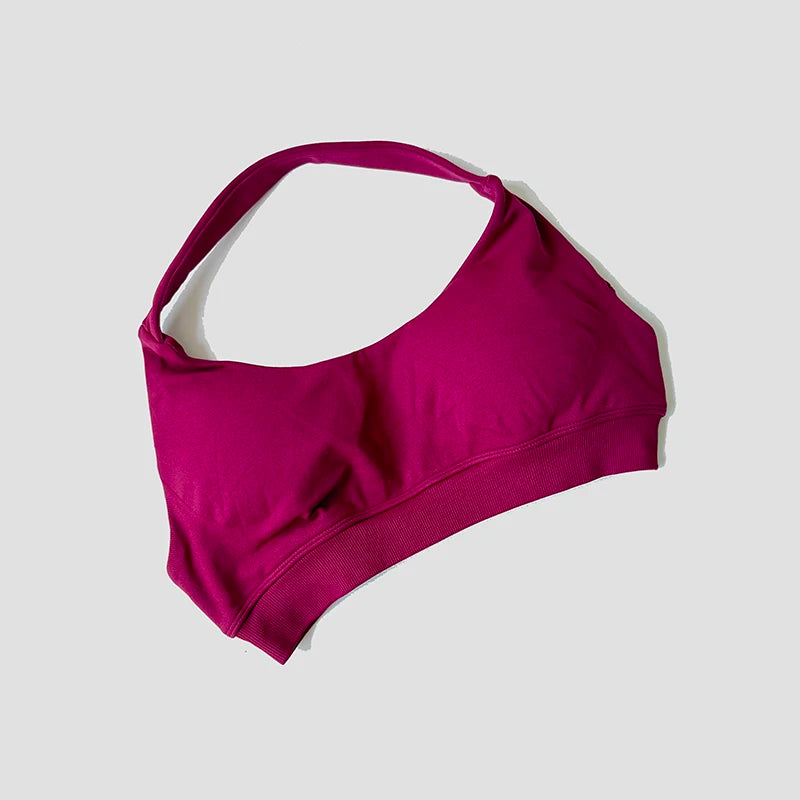 Seamless Halter Neck Strap Bra Sports Bra for Women Sexy Back Padded Yoga Top Bra Gym Crop Top