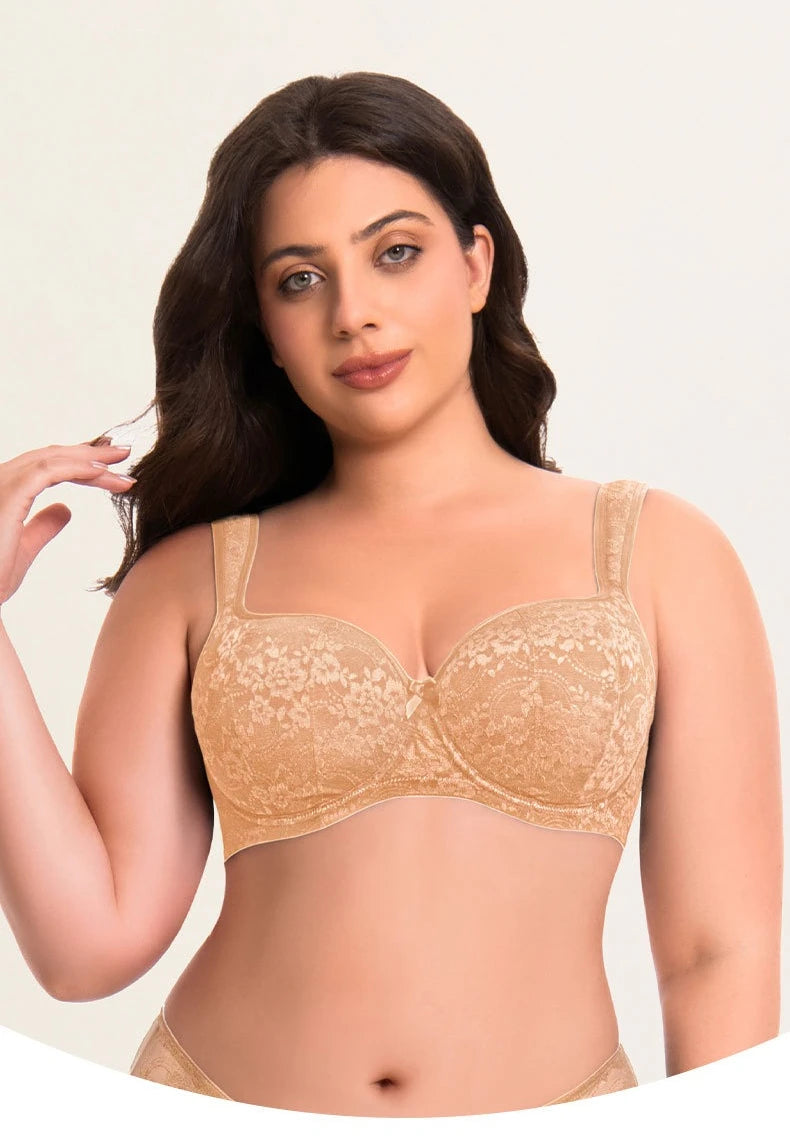 Large Size Bra for Women Full Coverage Lace Women's Push Up Balconette Bra Embroider Underwire Wide Straps Lingerie 2026