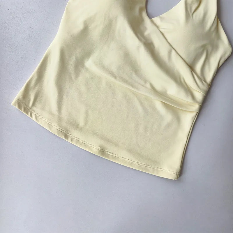 V-Neck Cross Halter Yoga Vest – Padded Sports Bra Beautiful Back