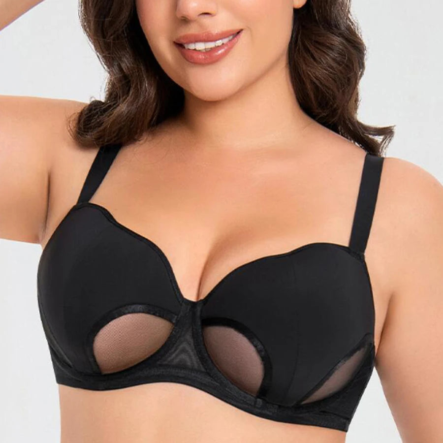 Women's Hollow Out Cup Push Up Bra Full Coverage Supportive  Underwire Female Balconette Lingerie 34 36 38 40 42 D E F G H I J