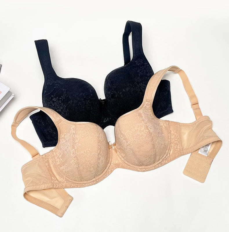 Large Size Bra for Women Full Coverage Lace Women's Push Up Balconette Bra Embroider Underwire Wide Straps Lingerie 2026