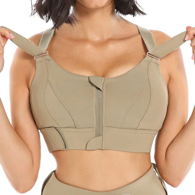 Front Zipper Women Sports Bra High Impact Underwear Fitness Yoga Tank Tops Plus Size Vest Shockproof Running Sportswear 5XL
