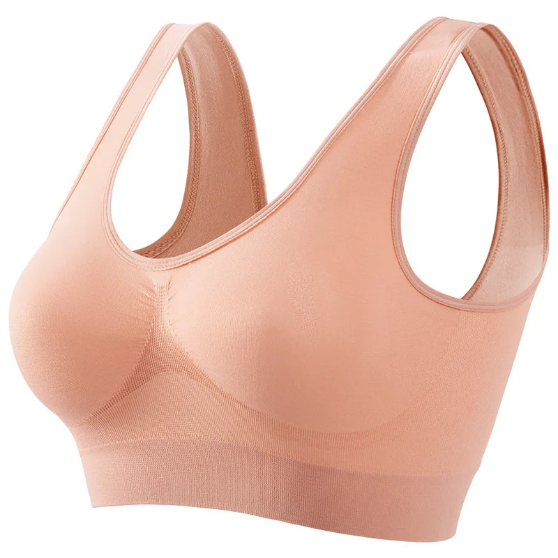 1pcs Women Sports Bra Large Size No Steel Ring Seamless Underwear Removable Chest Pad Runing Sport Yoga Vest Bras