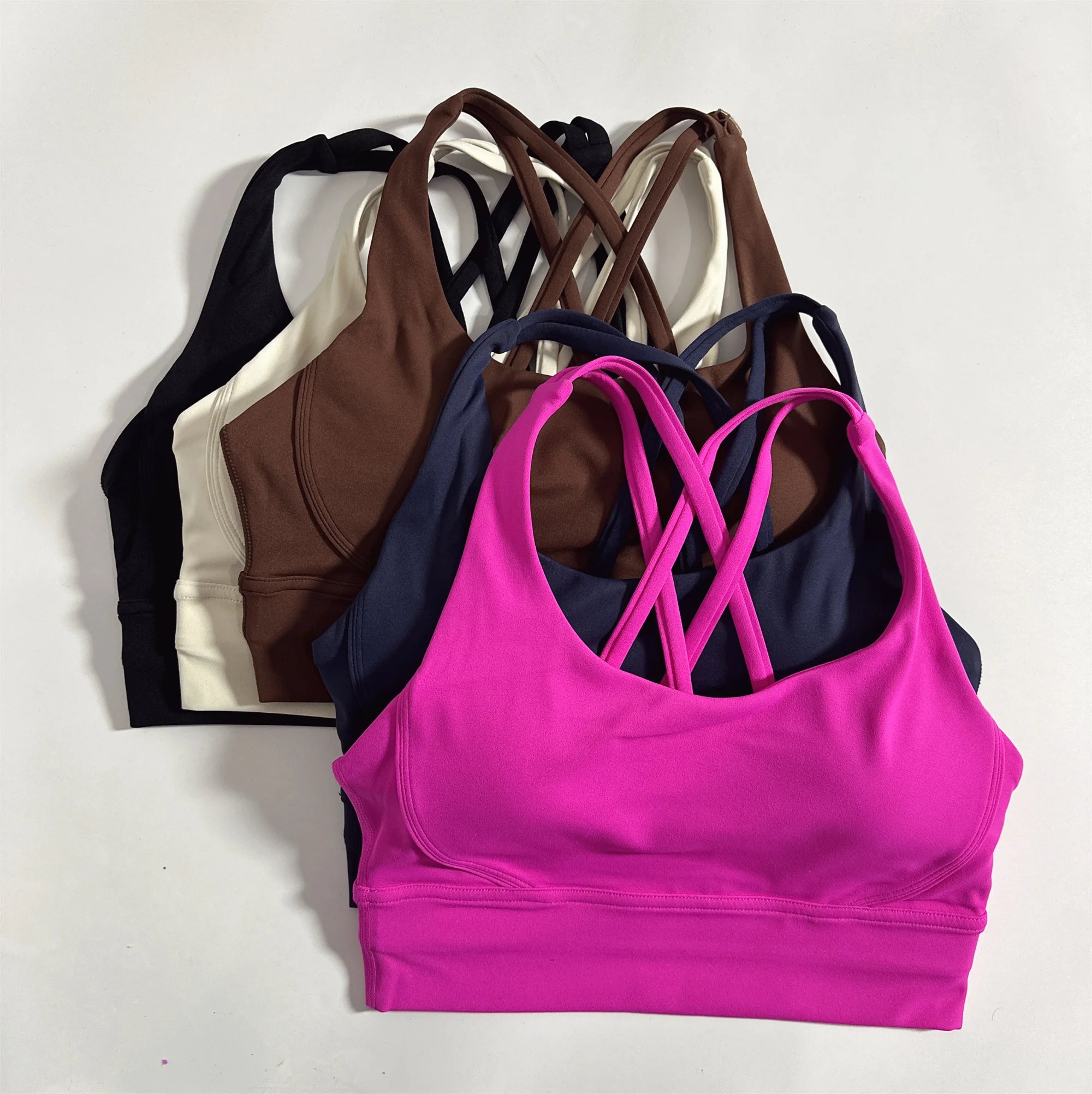 Cross Back Sports Bra Vest – High Support Shockproof Padded Gym Top