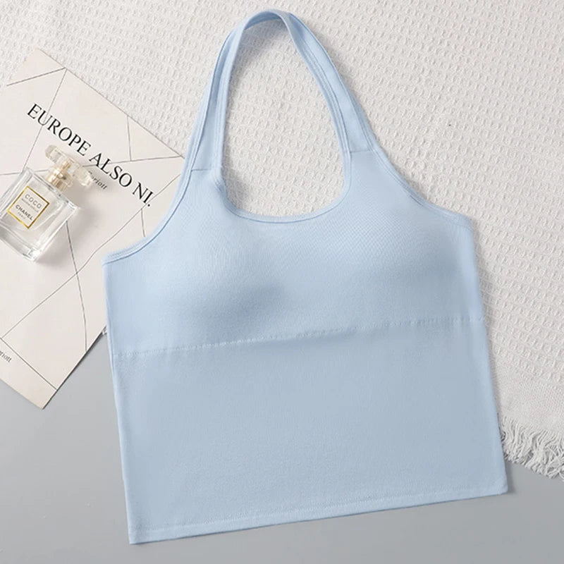 1pcs Kid Camisole Modal Girl Sexy Hanging Neck Tank Top Student Comfort Vest Children Soft Undershirt Sport Underwear With Pads