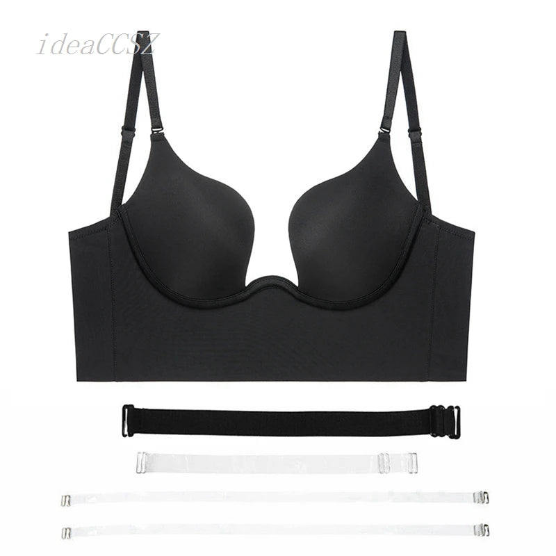 Invisible Deep U Plunge Bra – Backless Strapless (4 Styles)