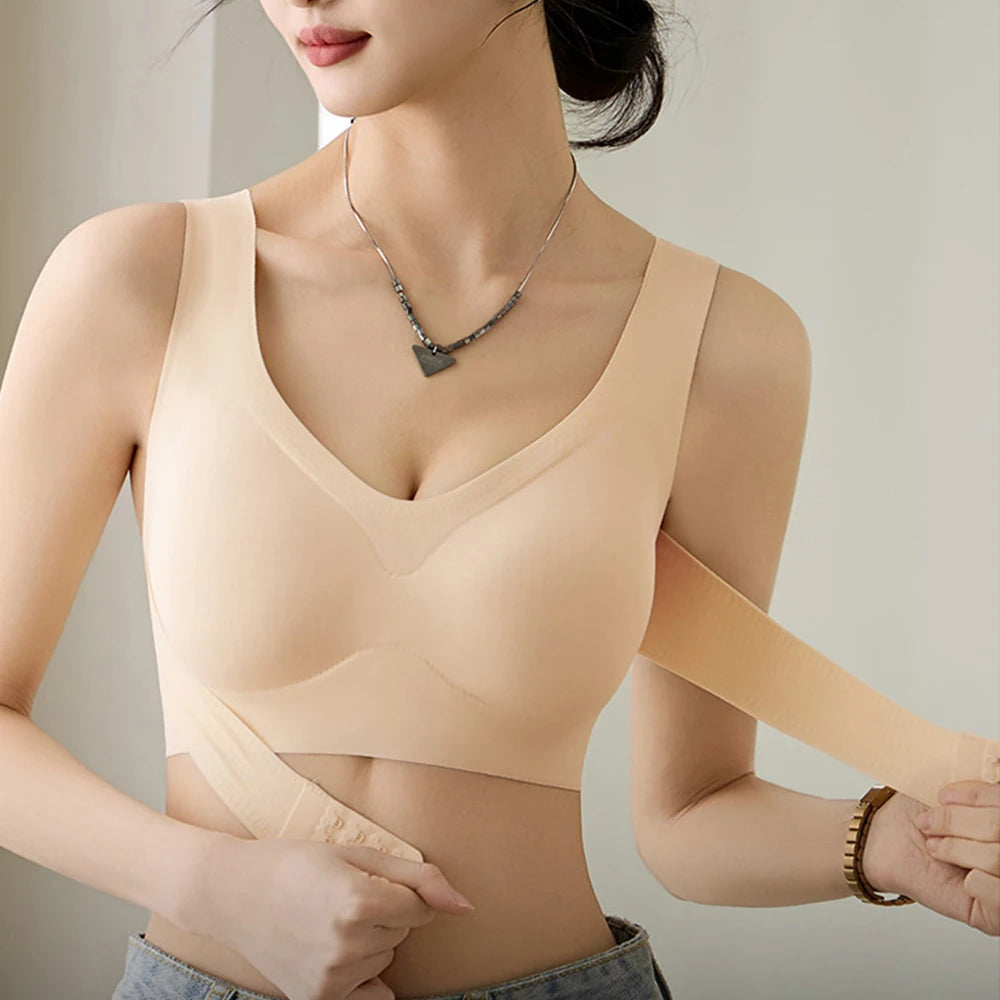 Wireless Posture Correction Bra For Women Seamless Push Up Bralette Back Support Daily Bra Full Coverage T-shirt Brassiere