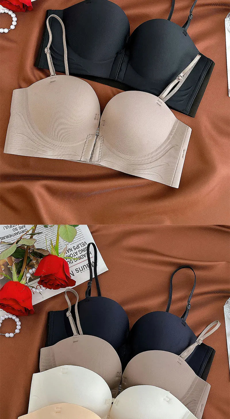 Seamless Front Closure Push-Up Bra – Wire-Free Plunge