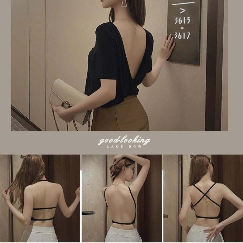 Seamless Deep U Plunge Bra – Backless Push-Up with Transparent Strap