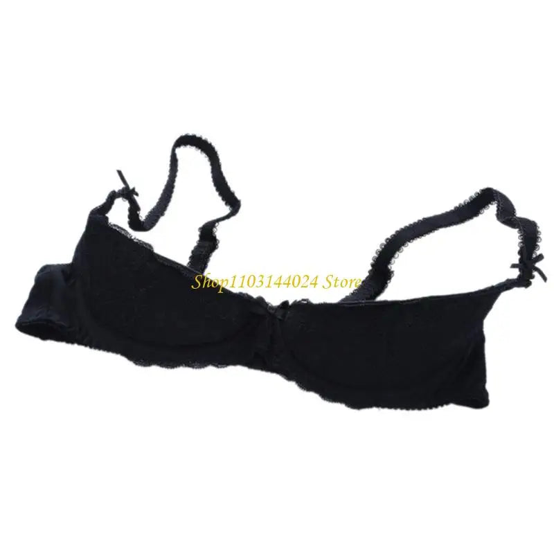 Women's Balconette Bra with Push Up Effect 1/4 Cup Lace Bra Underwired Low Cut Bra Bows Shelf Bra Bralette Lingerie