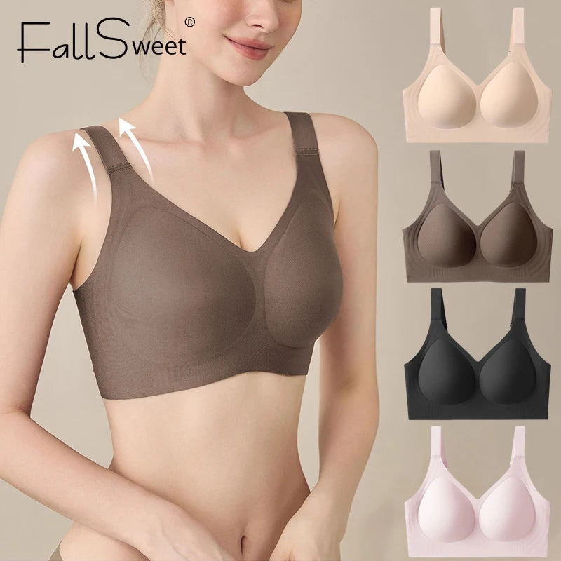FallSweet Plus Size Push-Up Bra – Seamless Wireless Full Cup