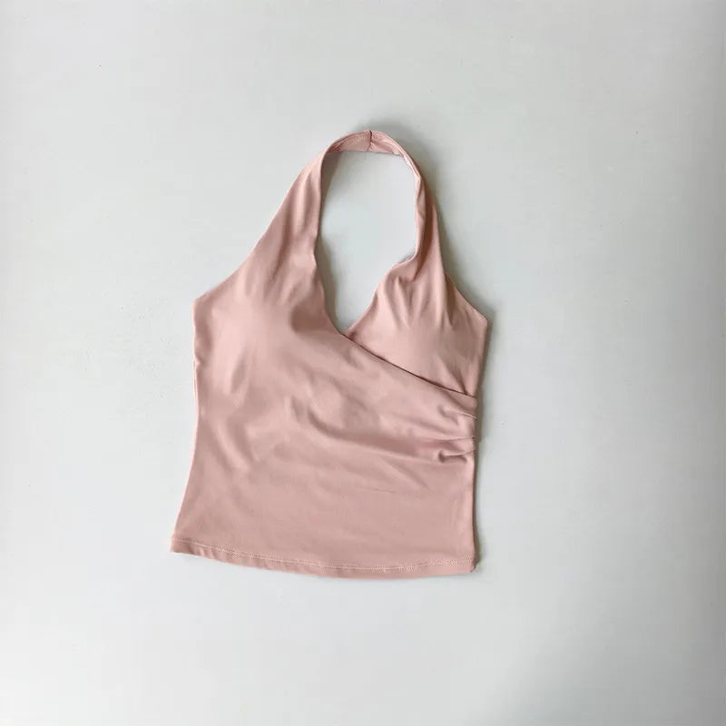 V-Neck Cross Halter Yoga Vest – Padded Sports Bra Beautiful Back