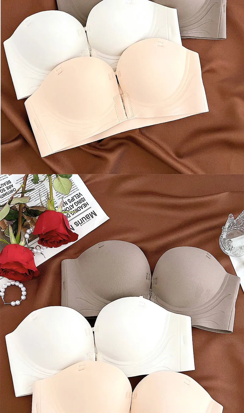Seamless Front Closure Push-Up Bra – Wire-Free Plunge