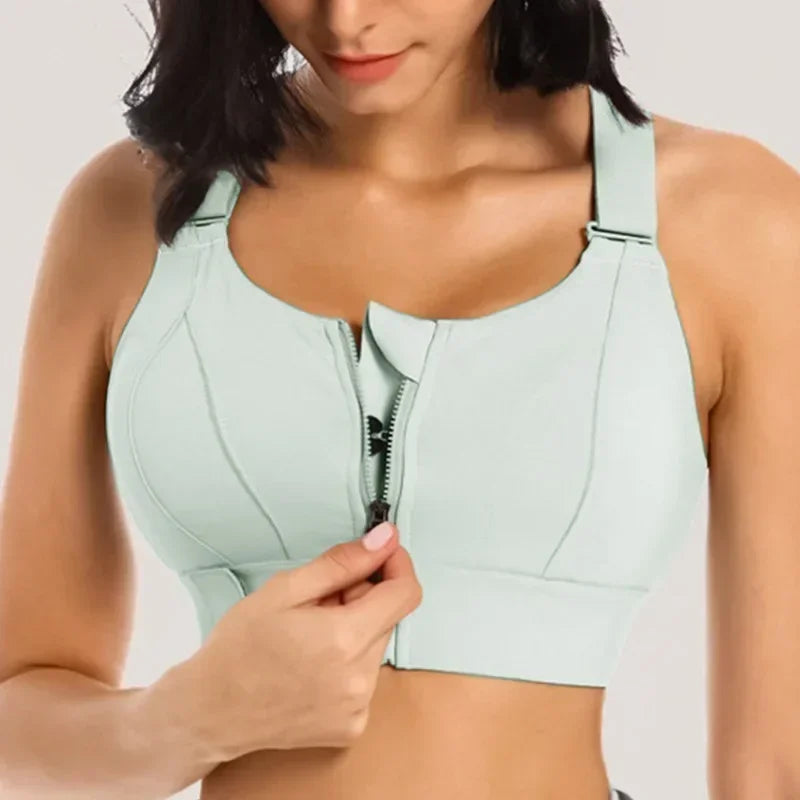 Front Zipper Women Sports Bra High Impact Underwear Fitness Yoga Tank Tops Plus Size Vest Shockproof Running Sportswear 5XL