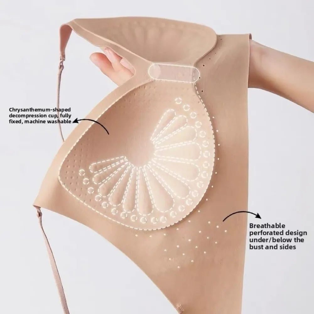 Comfortable Deep V Invisible Push Up Bra Wireless Shockproof Seamless Multiway Bra Support Breathable Backless Halter Bra Gifts