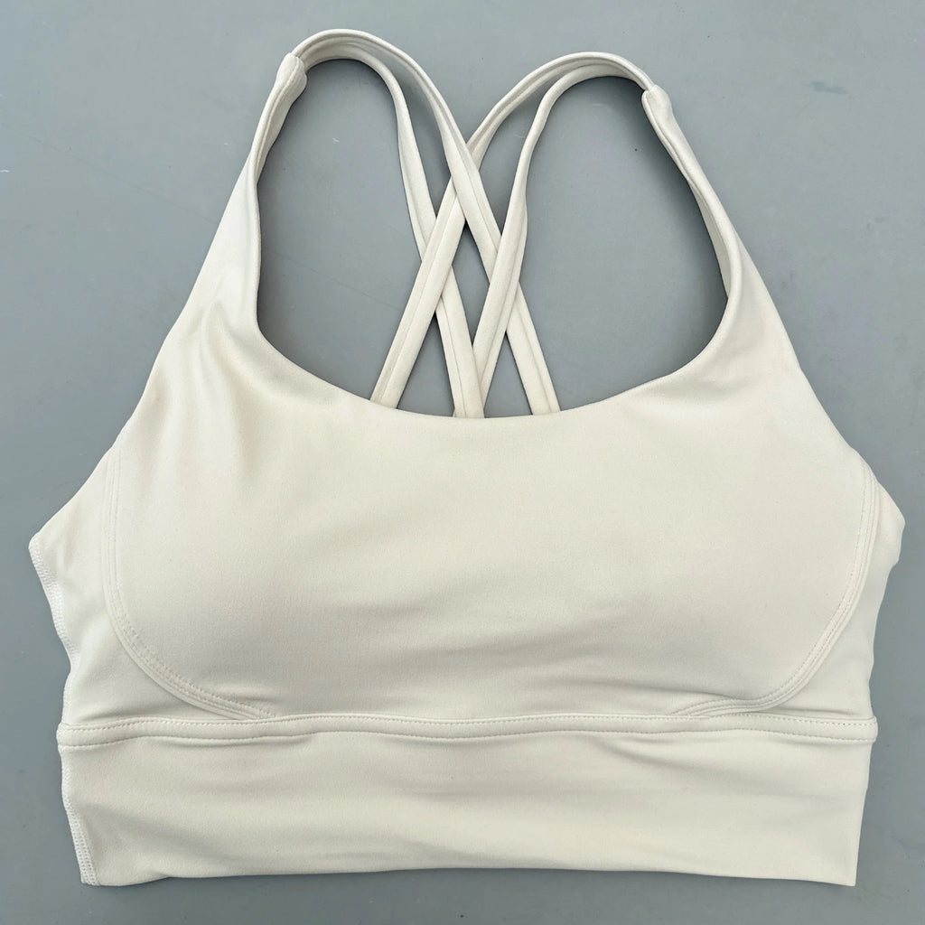 Cross Back Sports Bra Vest – High Support Shockproof Padded Gym Top