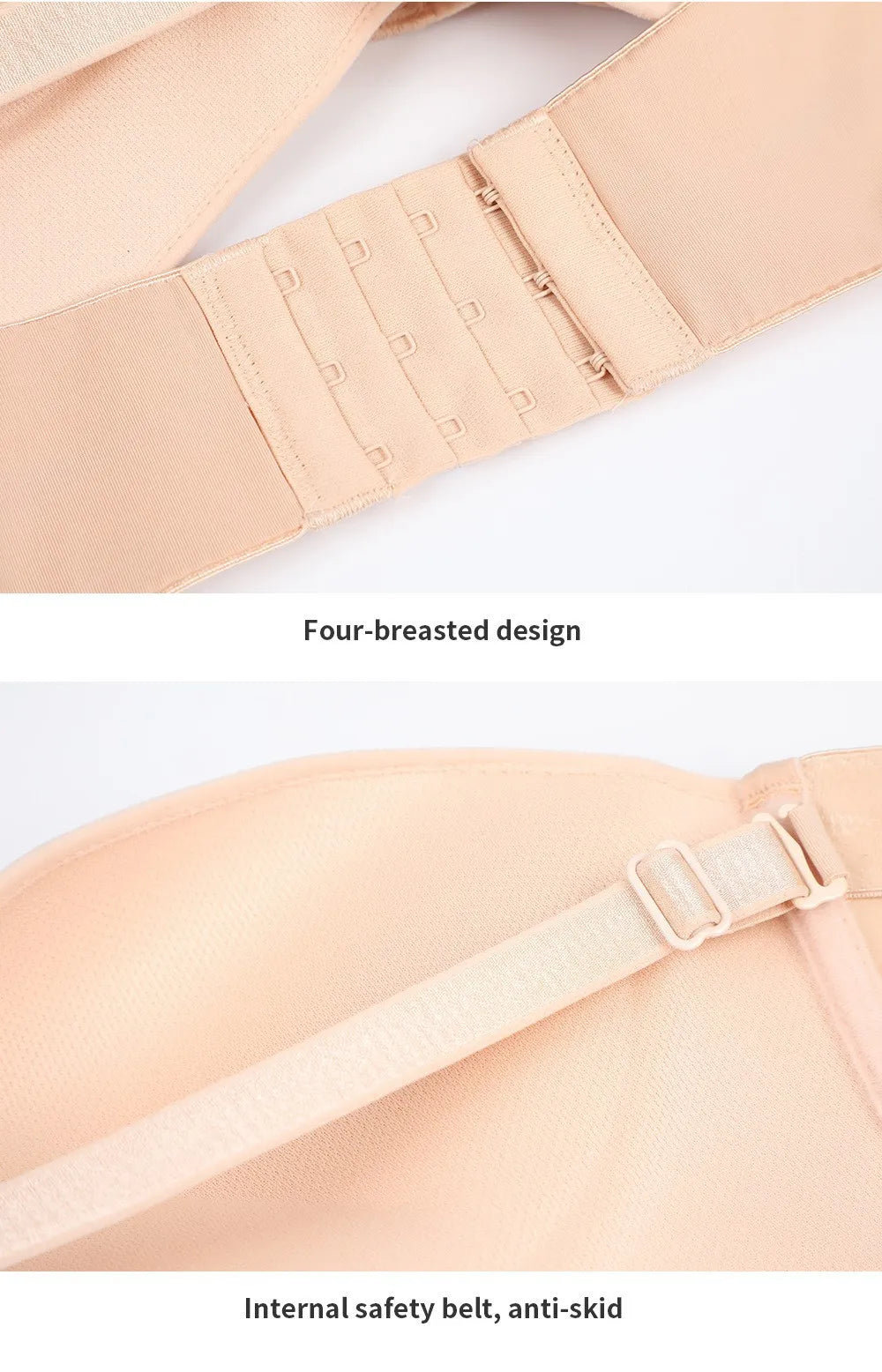 FINETOO Front Closure Strapless Bra – Wireless One-Piece Invisible Push-Up