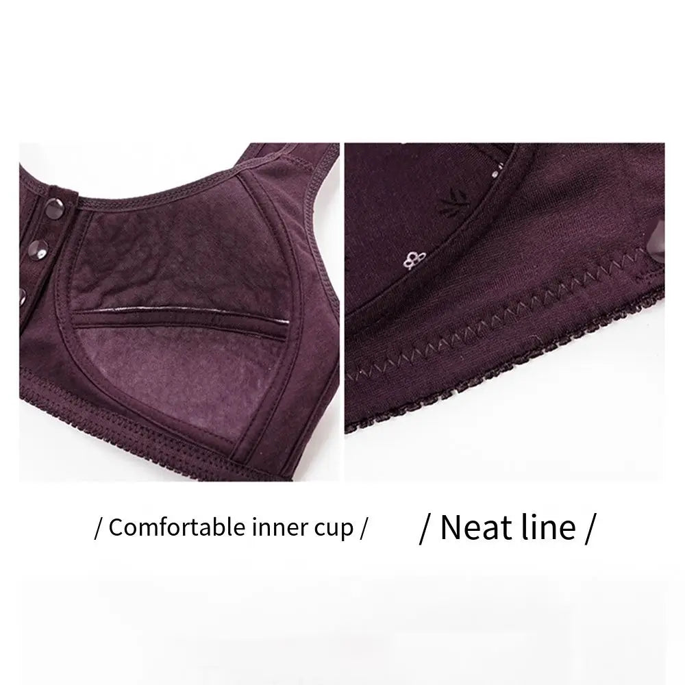 Comfortable Daisy Bras for Older Women Breathable Convenient Front Close Button Cotton Bras No Underwire Plus Size