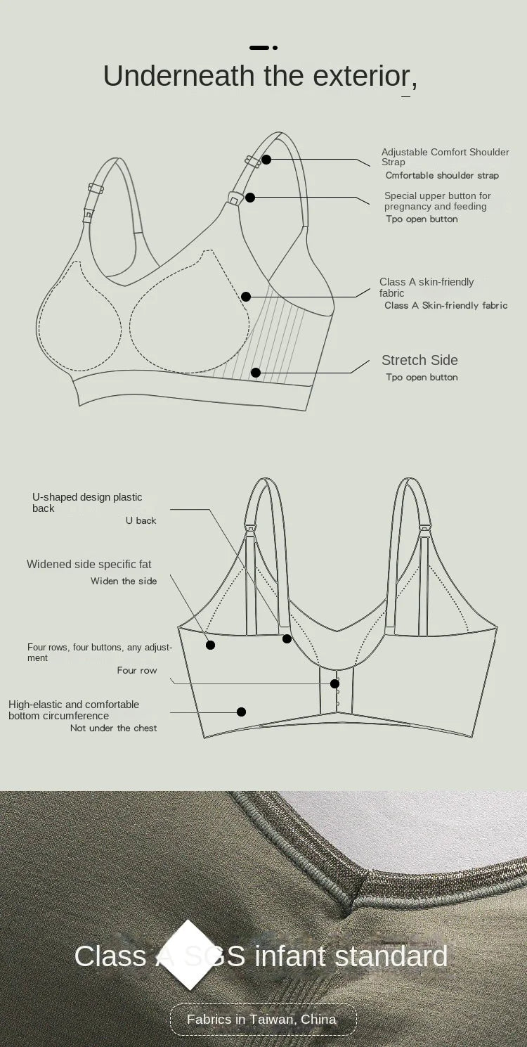 Summer Maternity Women Wire-free Nursing Bra For Premama Front Clip Adjustable Lift & Support Everyday Pregnancy Seamless Bras