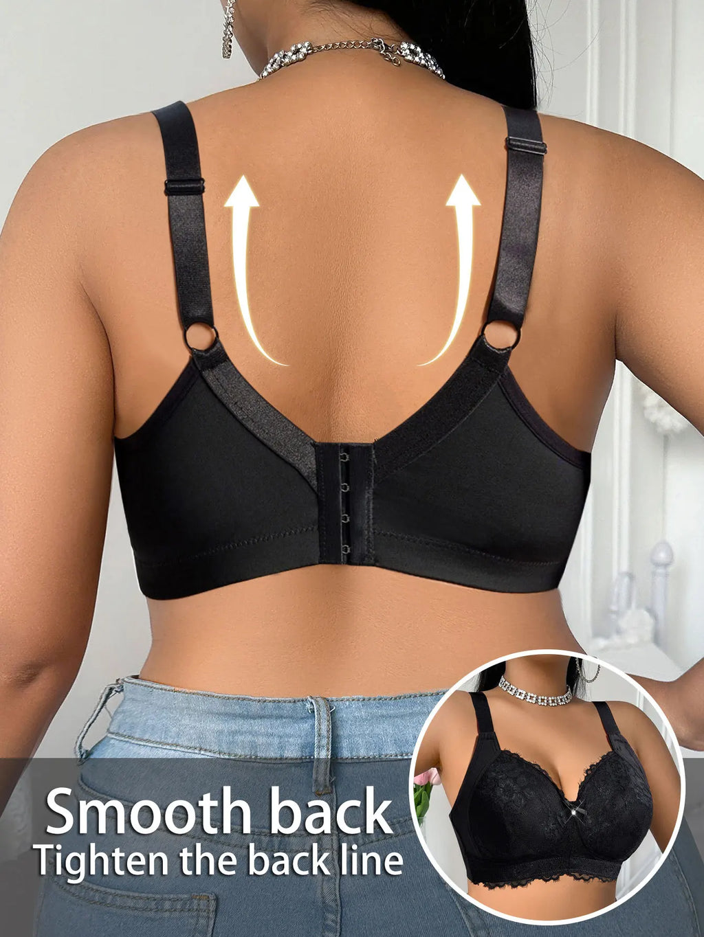 Plus Size Push-Up Plunge Bra – Lace Side Support for Big Bust