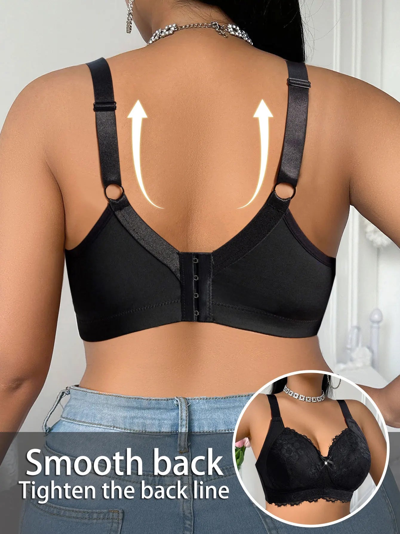 Plus Size Push-Up Plunge Bra – Lace Side Support for Big Bust