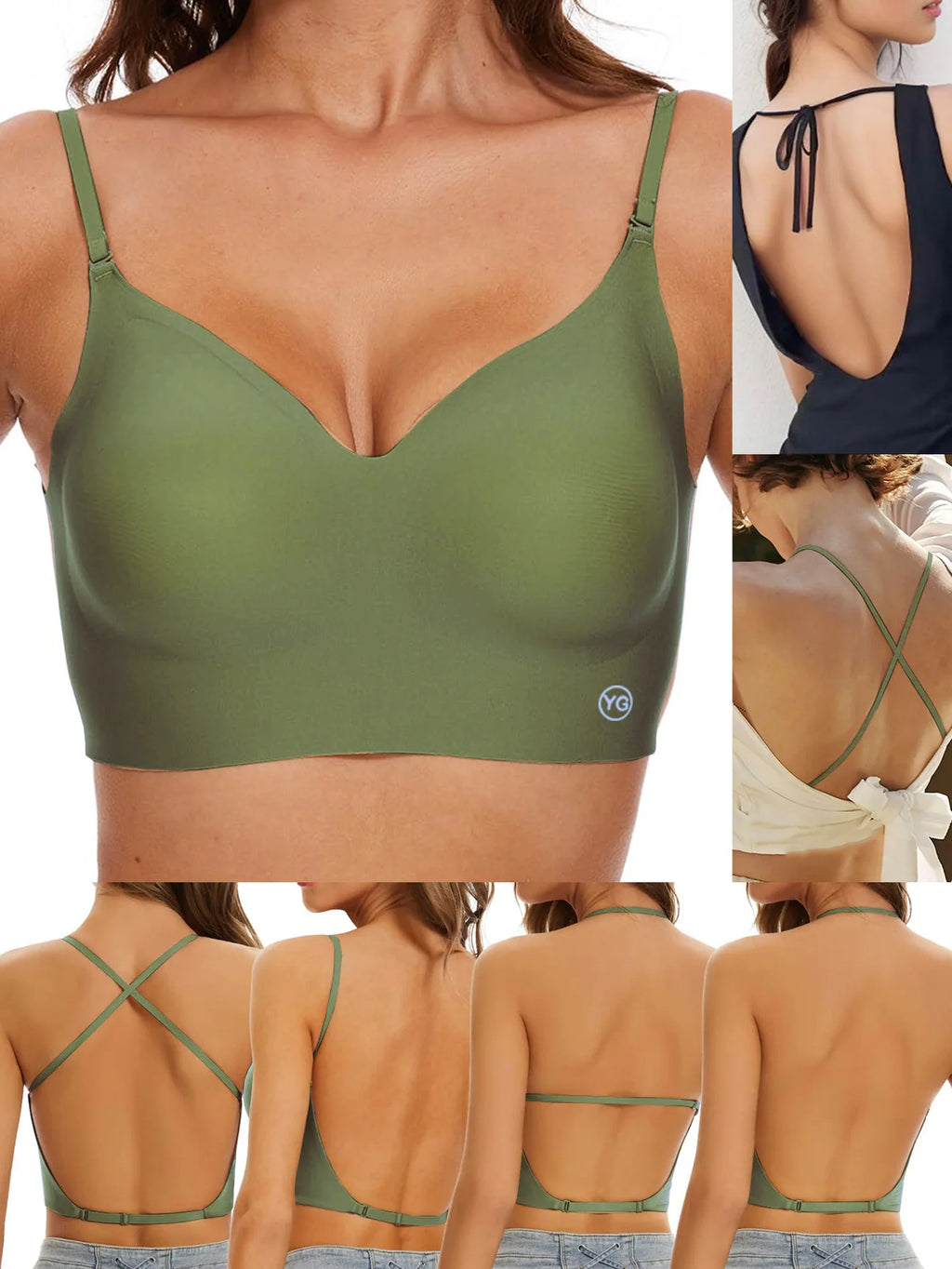 Invisible Deep U Plunge Bra – Backless Strapless Push-Up (S–XXL)