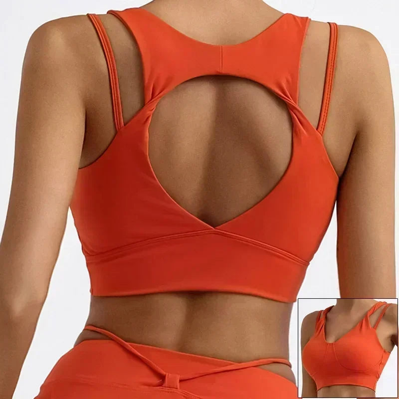 Cloud Hide Sweet Pink Sports Bra – Push-Up Yoga Crop Top Athletic Vest XS–XL