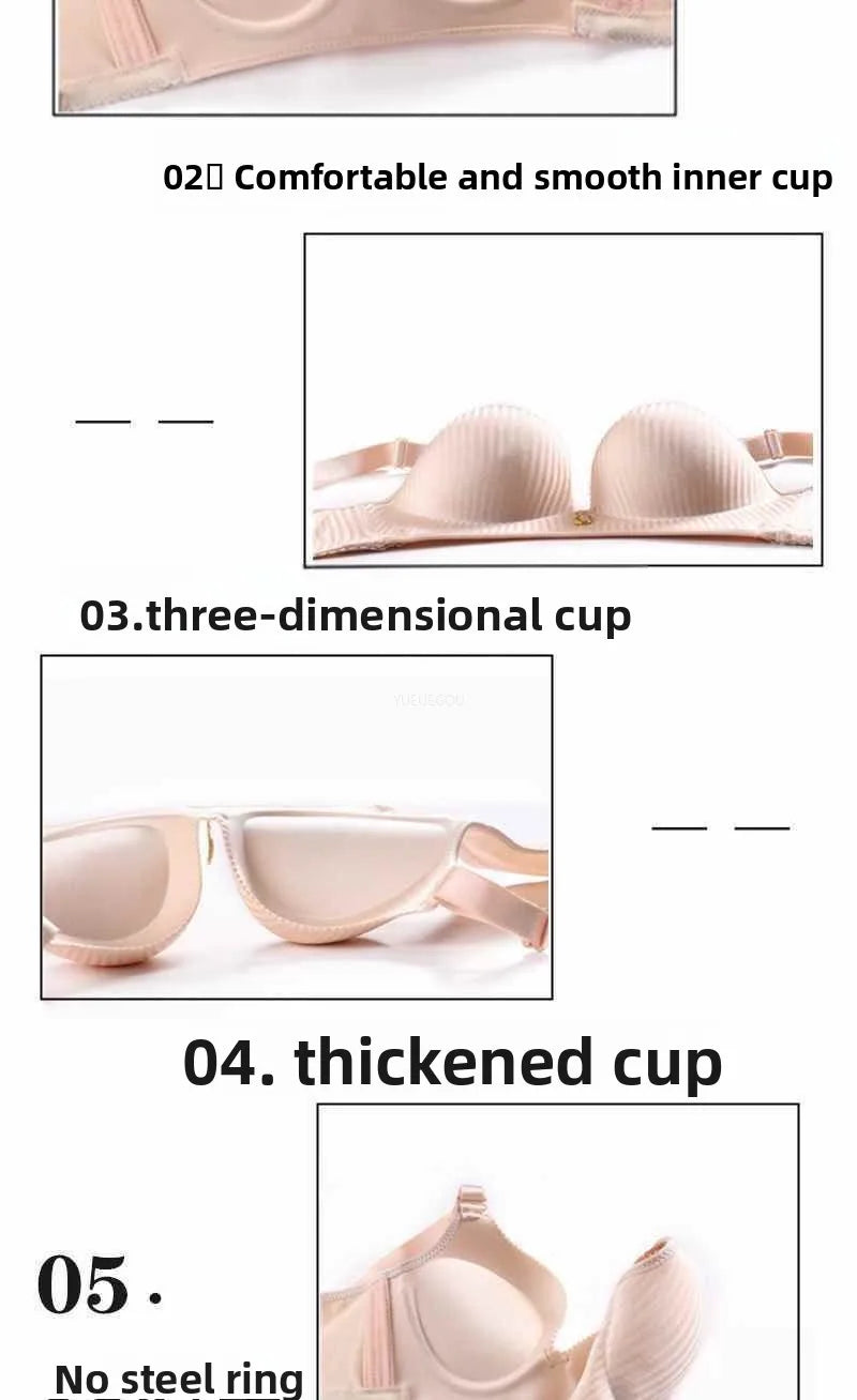 Women's 8CM Extreme Push Up Bra Wireless Side Smoothing Lift Enhance for Small Flat Chest Seamless Breathable Comfort AA A B Cup