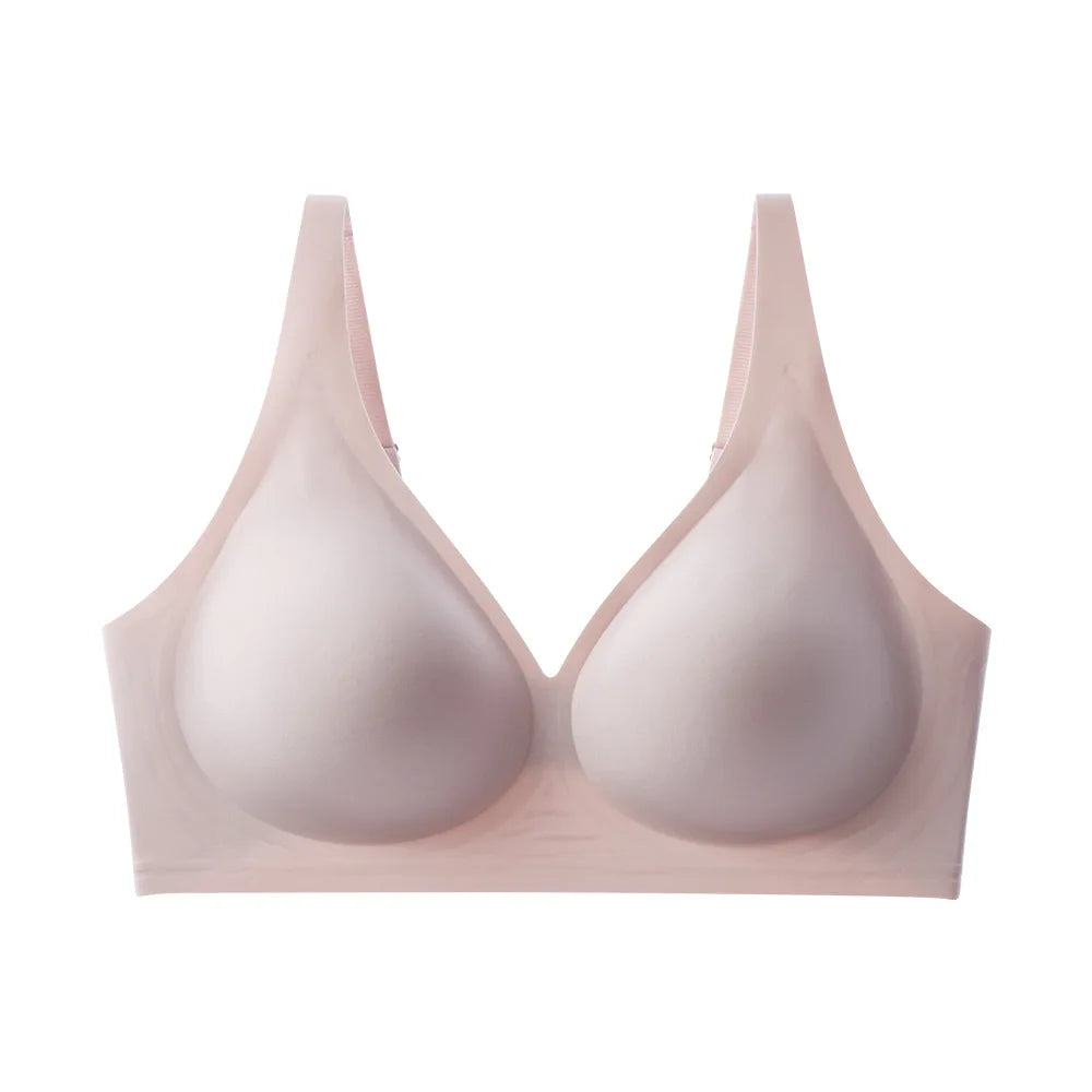 Women's Wire-free Seamless Bra Soft Support Full Cup Thin Padded Bra Breathable and Comfortable Everyday Push Up Bra