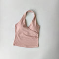 Women's Sexy V-Neck Fitness Bra Nude Sports Bra Hanging Neck Yoga Suit Vest Comfortable Breathable Gym Top for Active Wear