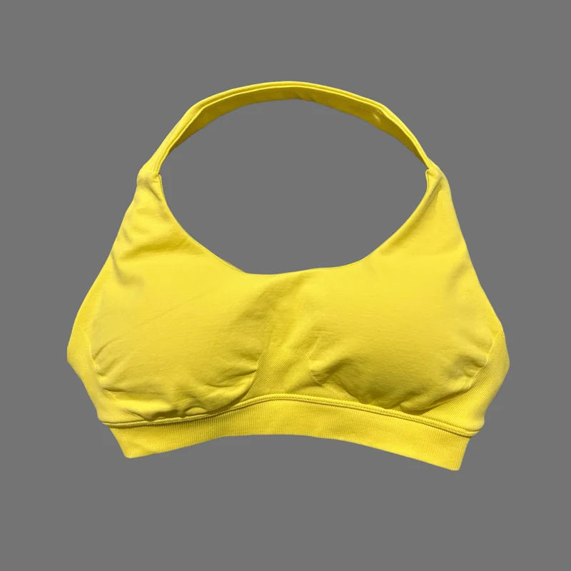 Sports Bra Women Seamless Yoga Halter Bra Top High Support Open Back Bra Fitness Push-up Activewear Workout Gym Underwear