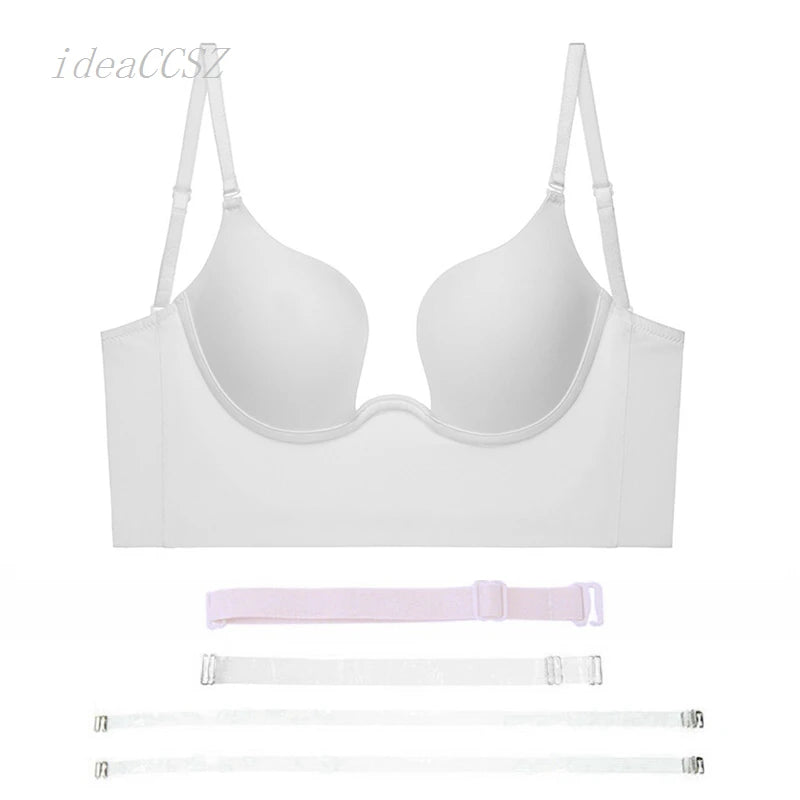 Invisible Deep U Plunge Bra – Backless Strapless (4 Styles)