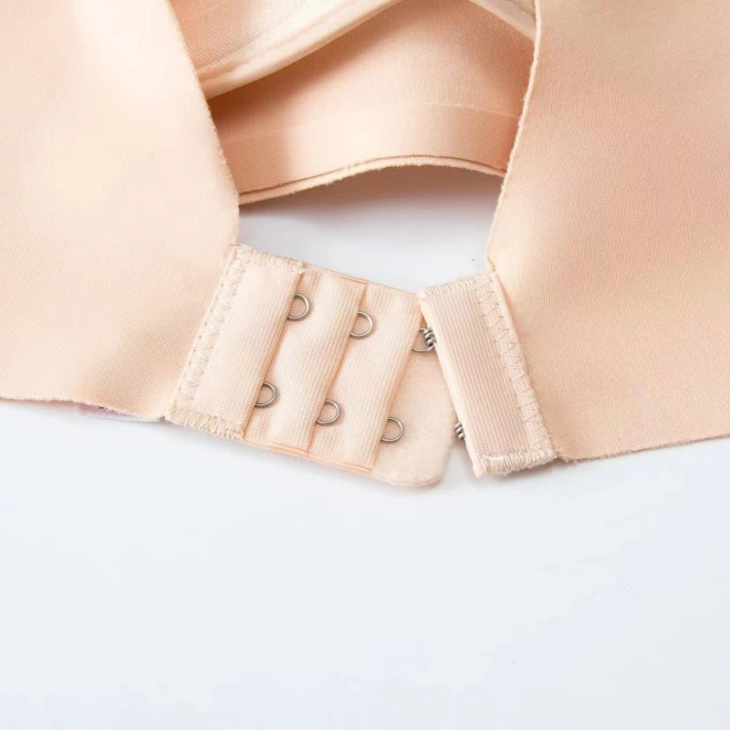 Close-up of a beige collar with metal rings on a light background