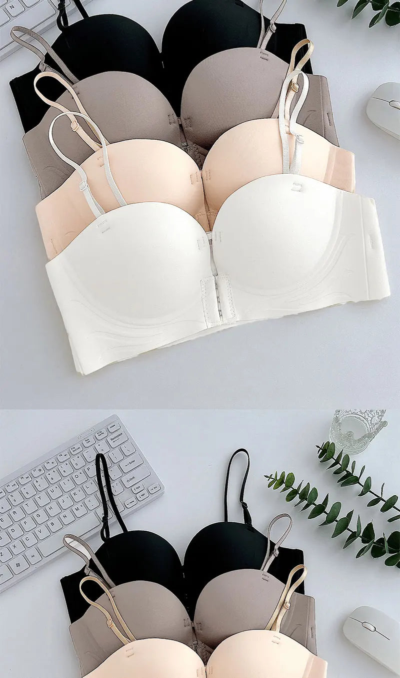 Seamless Front Closure Push-Up Bra – Wire-Free Plunge