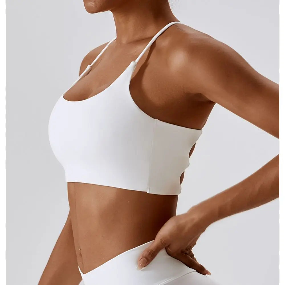 U-Shape Cross Back Sports Bra – Multi-Strap Padded Gym & Yoga Top