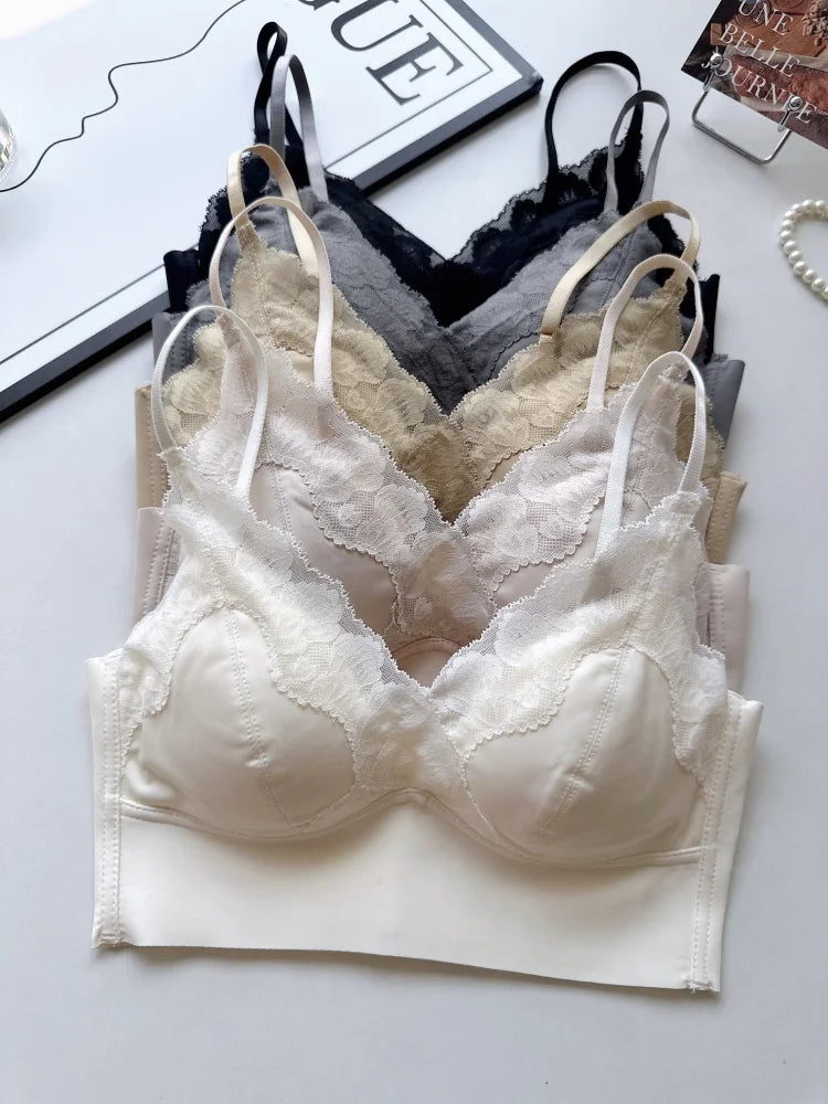 BANERDANNI Sexy V-Neck Lace Bustier | Seamless Push Up Bra & Strapless Vest | U-Back Wrap No| T-Shirt Ready Inner/Outer HOT!