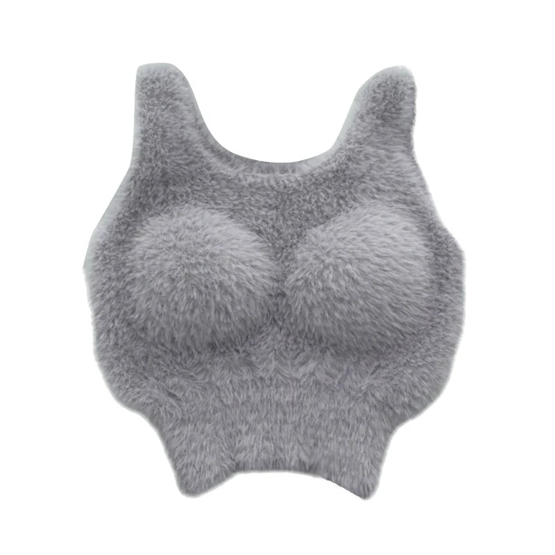 Plush Fleece Thermal Camisole – Built-In Bra Pad Warm Wool Tank Top