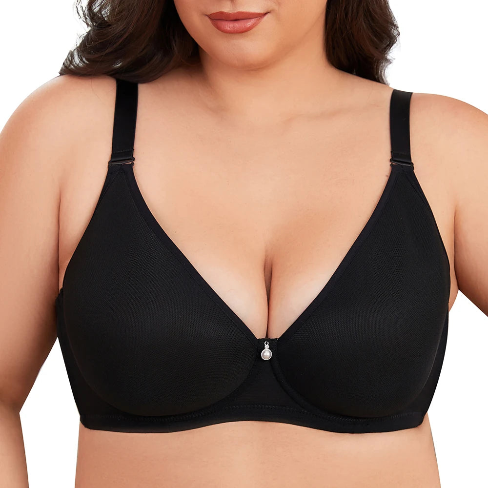 Sheroine Plus Size Full Coverage Bra – Ultra-Thin Mesh Underwire