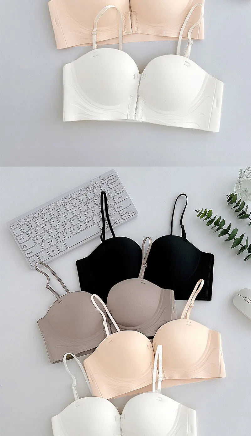 Seamless Front Closure Push-Up Bra – Wire-Free Plunge